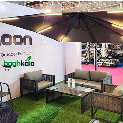 سایبان چتری پایه کنار مربع ۳*۳ متر چراغدار